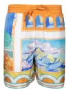Casablanca Summer Mini Drawstring Shorts For Men In Multi