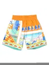 Casablanca Boys Surreal Pool Drawstring Shorts In Orange