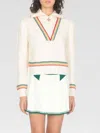 Casablanca Stripe Column Stitch Wool Sweater In Ivory
