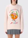Casablanca Character Intarsia Crew Pullover Merino Kawaii Orange In Pink