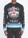 Casablanca Graphic Print Crew Neck Wool Sweater In Black