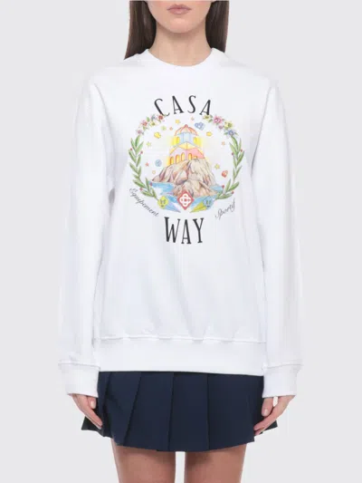 Casablanca Printed Cotton Crewneck Sweatshirt In White