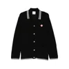 Casablanca Men Black Cardigan With Logo Patch On The Front In Cotton Man In Black