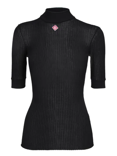 Casablanca Black Turtleneck Sweaters