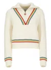 Casablanca Stripe Column Stitch Wool Sweater In Beige