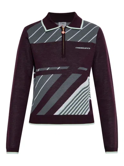 CASABLANCA CASABLANCA WOOL ZIP-UP POLO SHIRT