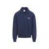 Casablanca Ribbed Neckline Sweatshirt With Cuffs And Hem In Blue