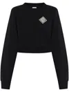 Casablanca Pearl Diamond Patch Cropped Sweatshirt In Black