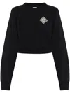 Casablanca Pearl Diamond Patch Cropped Sweatshirt In Black