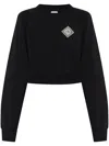 Casablanca Pearl Diamond Patch Cropped Sweatshirt In Black
