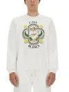 Casablanca Le Joueur Beaded Cotton Sweatshirt In White