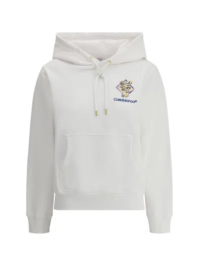 Casablanca Diamond Detail Embroidered Hoodie In White