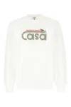 Casablanca Cotton Crew Neck Sweatshirt With Graphic Print In White