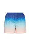 Casablanca Gradient Monogram Shorts With Elasticized Waistband In Blue