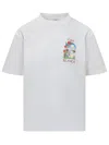 Casablanca Crew Neck Cotton T-shirt With Graphic Print In White