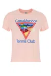 Casablanca Cotton Crew Neck T-shirt With Graphic Print In Pink