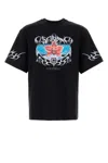 Casablanca Blades Printed Organic Cotton-jersey T-shirt In Black