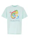 Casablanca Short-sleeved T-shirt In Light Blue Cotton With Graphic Print In Blue