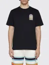 Casablanca Men Black Crewneck T-shirt With Logo Detail On The Front And Maxi Logo On The Rear In Cot In Black