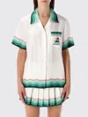 Casablanca White Montagne Ondulee Silk Short Sleeve Shirt In Multi