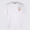 Casablanca T-shirt Girocollo Con Logo Sul Fronte In Cotone Bianca Uomo In White