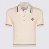 Casablanca Textured Cotton Polo Shirt With Contrast Collar In Neutral