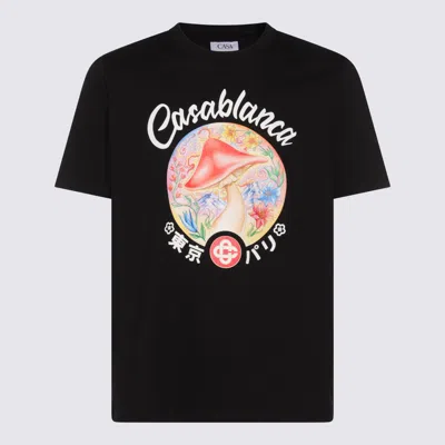 CASABLANCA CASABLANCA BLACK COTTON T-SHIRT
