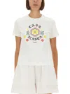 Casablanca Graphic Print Crew Neck Short Sleeve Top In White