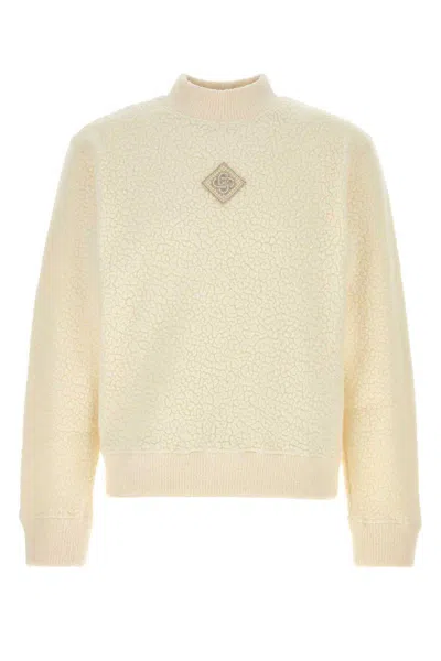Casablanca Ribbed Hem And Cuffs Textured Fabric Sweatshirt In Neutral
