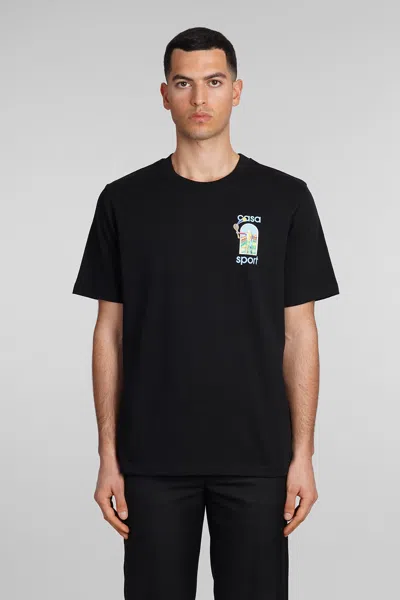Casablanca Casa Sport Printed Cotton T-shirt In Black
