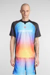Casablanca Mesh Gradient Football T-shirt With Contrast Piping In Multi
