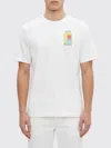 Casablanca White Graphic Print Ribbed Crewneck T-shirt In White