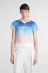 Casablanca Women's Jacquard Monogram Football Tshirt | Size Small | Wps25jtp302 Color 02bluegradient In Multicolor