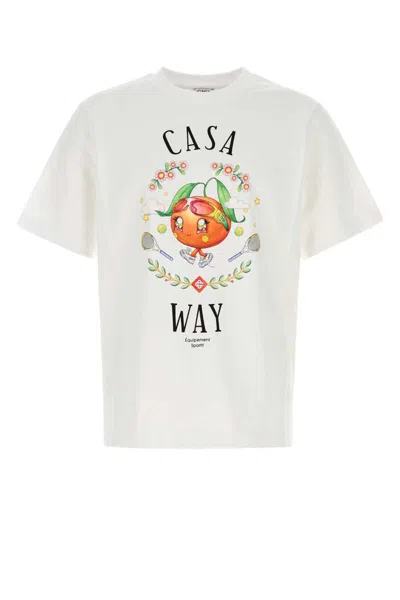 Casablanca Crew Neck Graphic Print Short Sleeves T-shirt In White