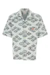 Casablanca Men Embroidered Stretch Jacquard Shirt In White