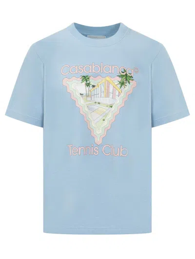 Casablanca T-shirt With Maison Print In Blue