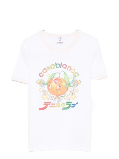 Casablanca T-shirt With Playful Graphic Print In White