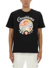 Casablanca Black Crewneck T-shirt With Logo On The Front In Cotton Man In Black