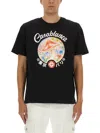 Casablanca Black Crewneck T-shirt With Logo On The Front In Cotton Man In Black