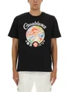 Casablanca Black Crewneck T-shirt With Logo On The Front In Cotton Man In Black