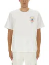 Casablanca T-shirt Girocollo Con Logo Sul Fronte In Cotone Bianca Uomo