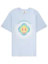 Casablanca Ribbed Crew Neck Short Sleeve T-shirt With Airbrush Artwork In Blue