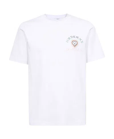 Casablanca T-shirt With Round Neck And Short Sleeves In White