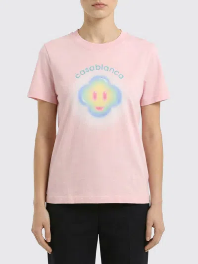 Casablanca Women Airbrush Smiley Fitted Short-sleeve T-shirt In Pink