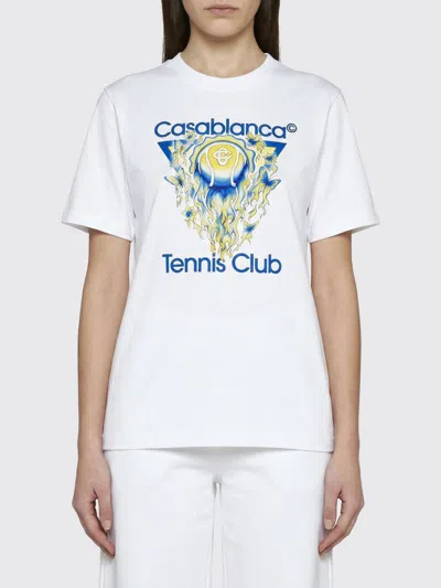 Casablanca Tennis Club Boxy Front Flame Cotton T-shirt In White