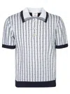 Casablanca White Polo With Classic Collar And All-over Logo Motif In Cotton Man