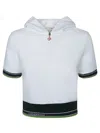 Casablanca Hooded Short Top Striped Trim In White