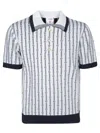 Casablanca White Polo With Classic Collar And All-over Logo Motif In Cotton Man
