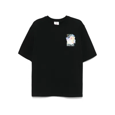 Casablanca Galactic Connection Printed Cotton T-shirt In Black