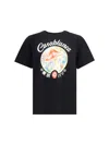 Casablanca Black Crewneck T-shirt With Logo On The Front In Cotton Man In Black